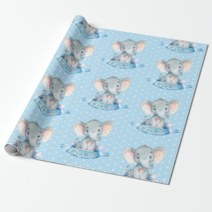 Papier Cadeau Bébé adoré bleu et gris