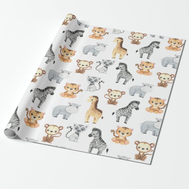 Papier Cadeau Bébé Animaux (Déroulé)