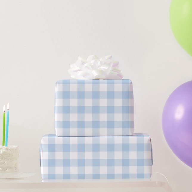 Papier Cadeau Bébé Bleu Buffalo Check (Cadeaux de fête)