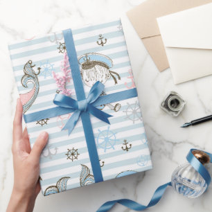 Papier Cadeau Bébé bleu marin