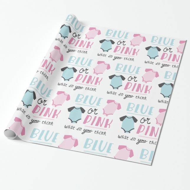 Papier Cadeau Bébé bleu ou rose Genre Révéler Fête Douche (Déroulé)