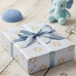 Papier Cadeau Bébé Bleu Shalom Zachor Juif