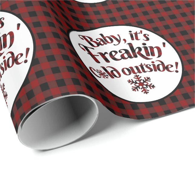 Papier Cadeau Bébé c'est Noël extérieur froid de plaid de (Coin rond)