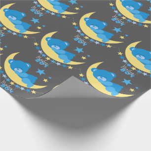 Papier Cadeau Bébé couché garçon Teddy ours sur le Motif de la l