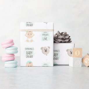 Papier Cadeau Bébé doux et ballon d'ours