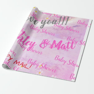 Papier Cadeau Bébé Fille Douce Faisies Baby shower d'aquarelle r