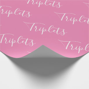 Papier Cadeau Bébé Fille rose Triplet Girls Script