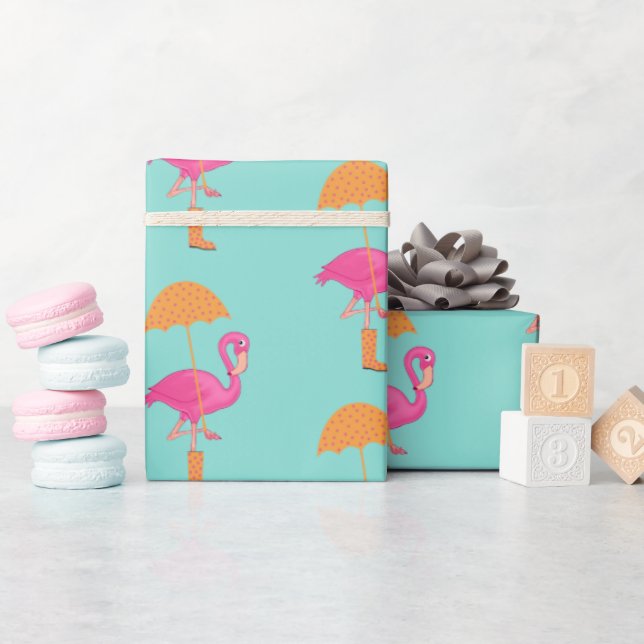 Papier Cadeau BÉBÉ Flamingle Flamant rose rose Douche (Baby Shower)