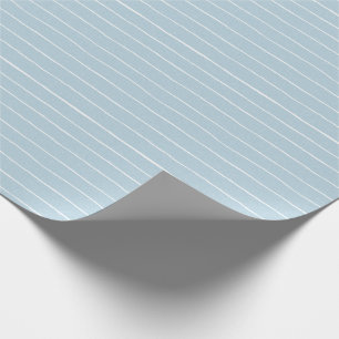 Papier Cadeau Bébé Garçon rayé à la main bleu bébé
