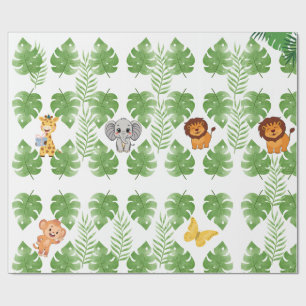 Papier Cadeau Bébé garçon safari jungle Wild One