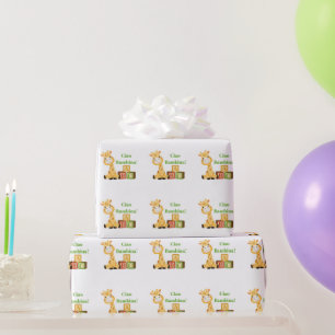 Papier Cadeau Bébé Giraffe Blocs de fille Nursery Italien Nouvea