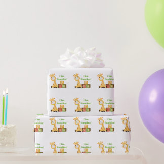 Papier Cadeau Bébé Giraffe Blocs de fille Nursery Italien Nouvea
