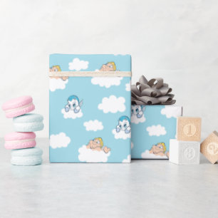 Papier Cadeau Bébé Hercule et motif nuage Pegasus emballage P