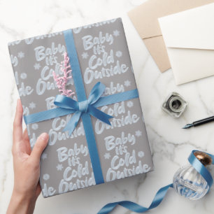 Papier Cadeau Bébé Il fait froid dehors congelé Noël Gris riche