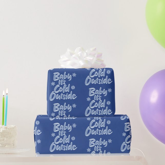 Papier Cadeau Bébé Il fait froid dehors Icy Bleu Frozen Noël (Cadeaux de fête)