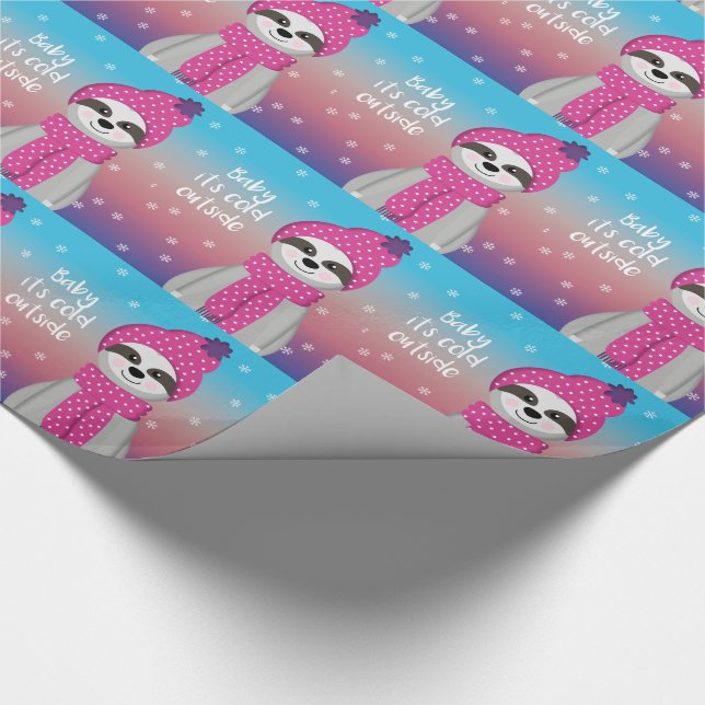 Papier Cadeau Bébé Il fait froid dehors Sloth (Coin)