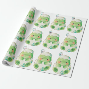 Papier Cadeau Bébé mignon alligator à éclos et oiseau
