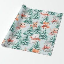 Bébé mignon Animaux Papier d'enveloppement de Noël