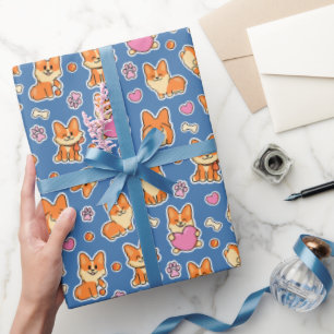 Papier Cadeau Bébé mignon Corgi Motif de chien