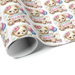 Papier Cadeau Bébé mignon filles accueil bébé