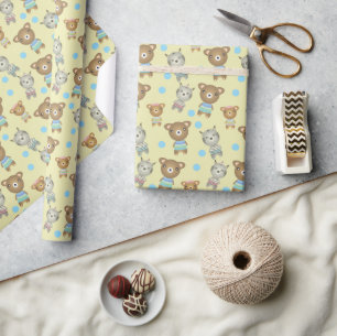 Papier Cadeau Bébé mignon Ours Et Zèbre