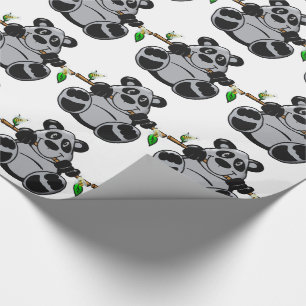 Papier Cadeau Bébé mignon Panda mangeant du bambou