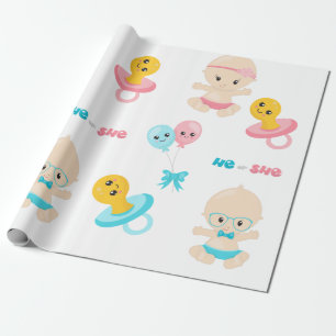 Papier Cadeau Bébé mignon rose Bleu Sexe Reveval Party