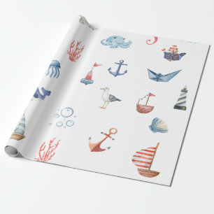 Papier Cadeau Bébé Nautique