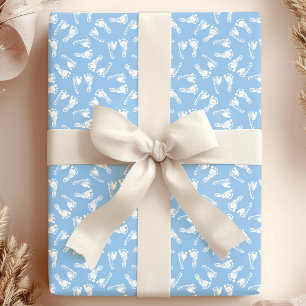 Papier Cadeau Bébé Pieds Empreintes de Pieds de Bébé sur Fond Bl