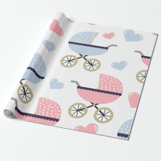 Papier Cadeau Bébé. Poussettes.