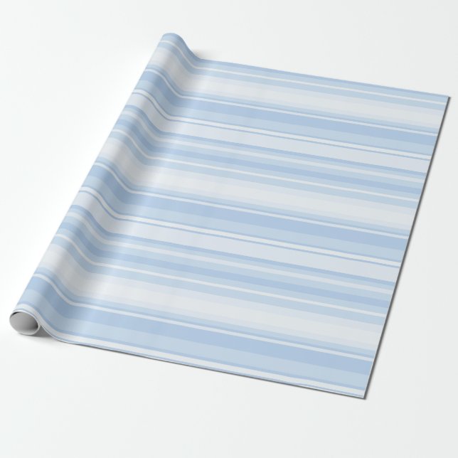Papier Cadeau Bébé rayures bleues (Déroulé)