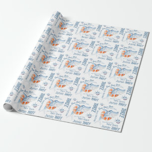 Papier Cadeau Bébé requin art de l'aquarelle personnalisé de 