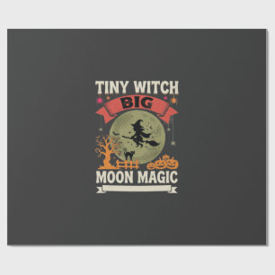 Papier Cadeau Bébé Sorcière Lune Magie Halloween