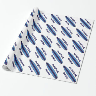 Papier Cadeau Bébé surfeur bleu