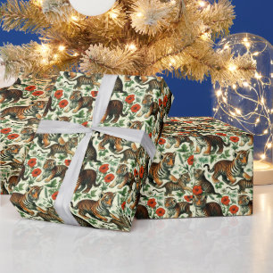 Papier Cadeau Bébé très Vintage Tigre sans joint