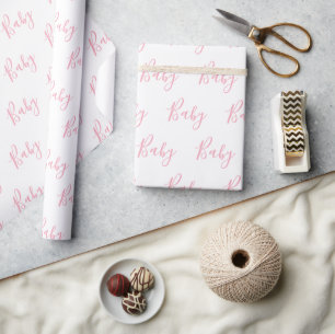 Papier Cadeau Bébée élégante de la fille rose personnalisée