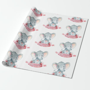 Papier Cadeau Bébée mignonne rose et gris