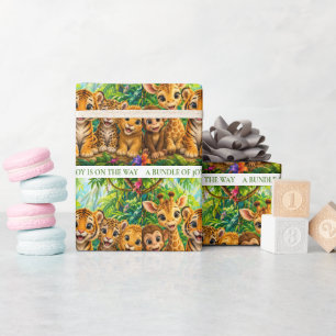 Papier Cadeau Bébés Animaux de la Jungle