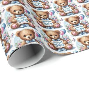 Papier Cadeau Bébés mignons garçons accueillent bébé
