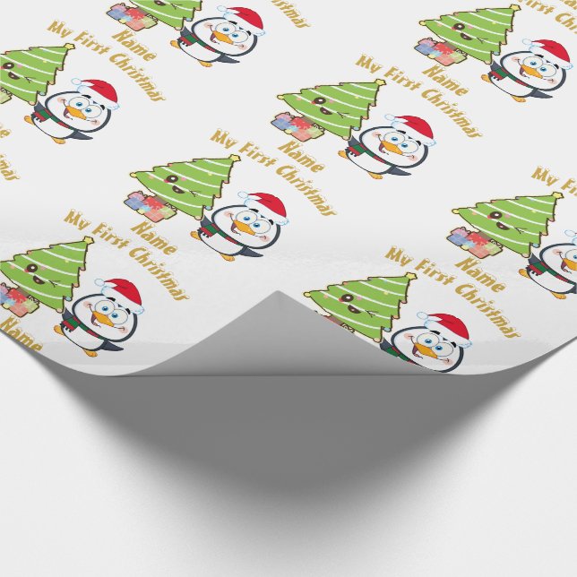 Papier Cadeau Bébés PREMIER CADEAU DE Noël Drôle Personnalisé (Coin)
