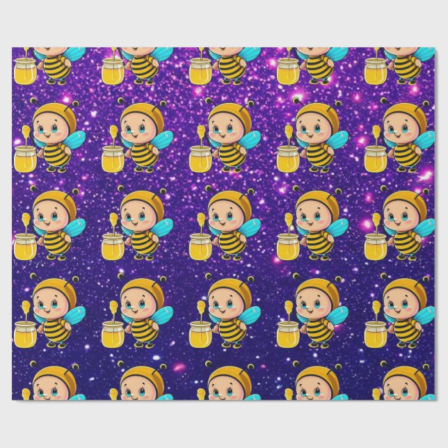 Papier Cadeau Bee Cute Charming Thème Inspiré (Plat)