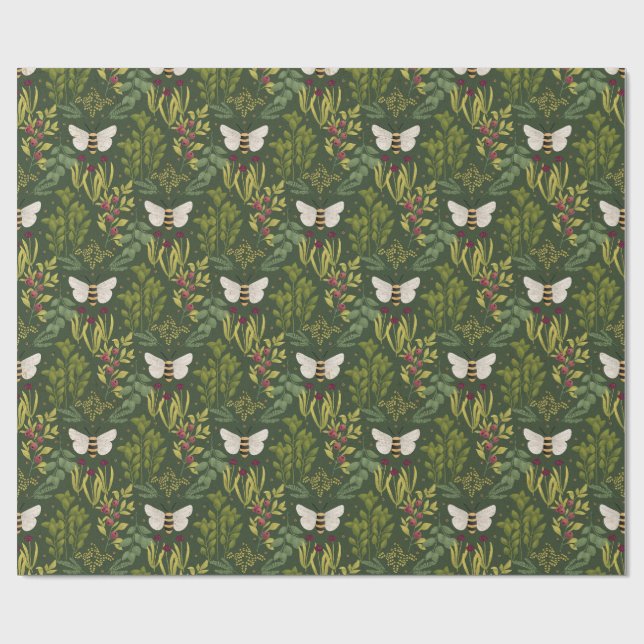 Papier Cadeau Bees and Foliage Wrapping Paper (Plat)