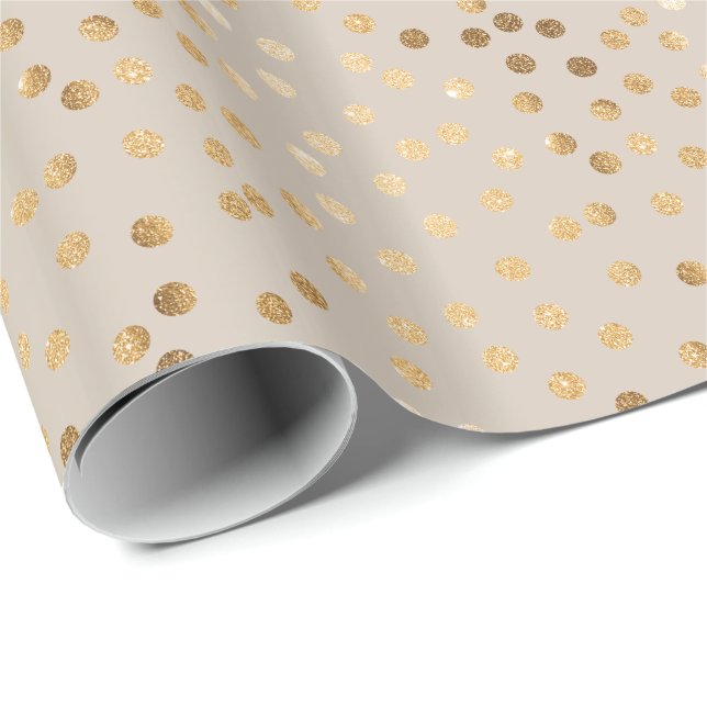Papier Cadeau Beige et points de ville de parties scintillantes (Coin rond)