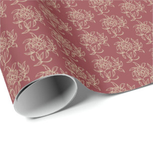 Papier Cadeau Beige floral de Mini-copie de style ethnique sur
