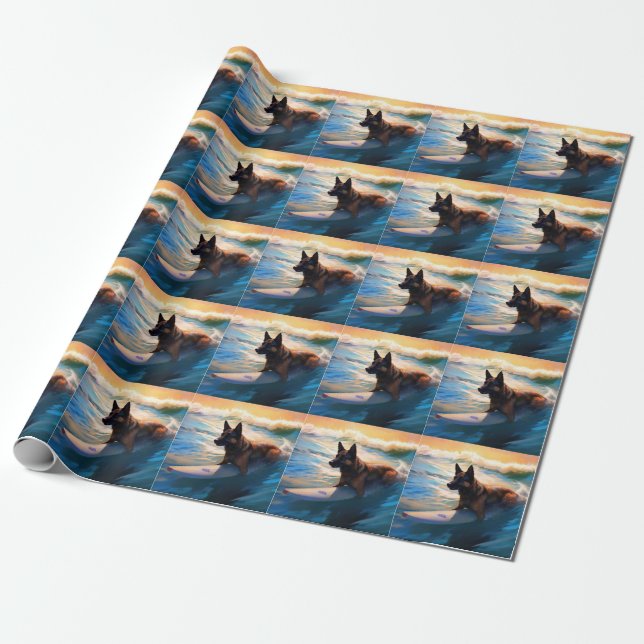 Papier Cadeau Belge Shepherd Beach Surf Peinture (Déroulé)