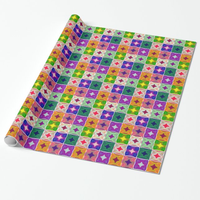 Papier Cadeau Belle À damiers africaine (Déroulé)