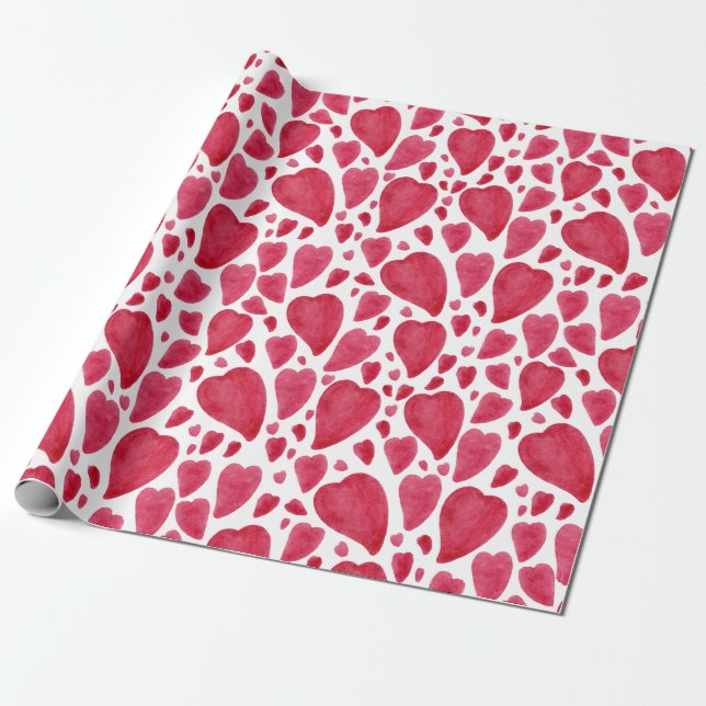 Papier Cadeau Belle aquarelle Coeur  (Déroulé)