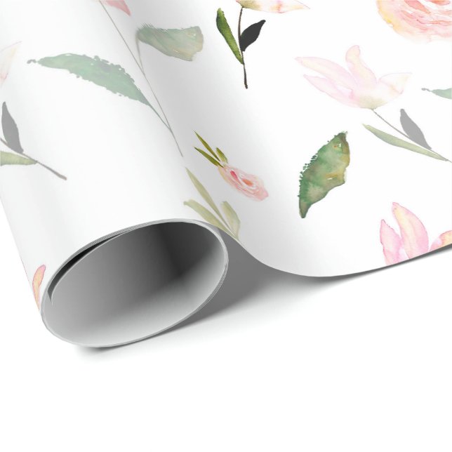 Papier Cadeau Belle aquarelle florale (Coin rond)