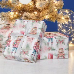 Papier Cadeau Belle Aquarelle Noisette de Noël