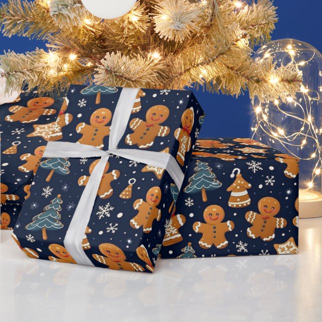 Papier Cadeau Belle aquarelle pain d'épices de Noël (Vacances)